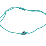 Bracelet argent 925 fil fin turquoise avec oeil turquoise