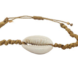 Bracelet cordon tressé doré et coquillage blanc