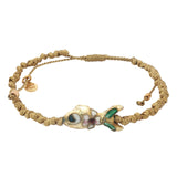 Bracelet cordon tressé doré poisson doré