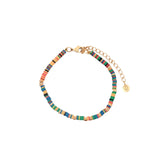 Bracelet doré avec disques de vinyle multicolores et dorés
