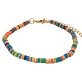 Bracelet doré avec disques de vinyle multicolores et dorés