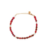 Bracelet doré avec onyx rouge, nacre, couronnes et disques dorés