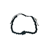 Bracelet argent 925 cordon tressé noir avec tête de mort noire