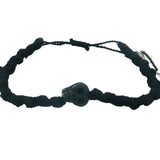 Bracelet argent 925 cordon tressé noir avec tête de mort noire