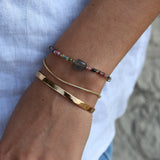 Bracelet doré tourmaline avec pierre centrale en labradorite