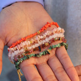 Bracelet doré chips opale rose
