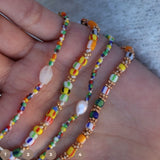 Bracelet doré Pierre de Lune et perles multicolores