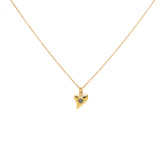 Collier doré dent de requin et pierre 42 cm