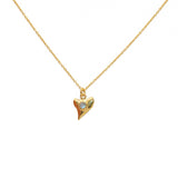 Collier doré dent de requin et pierre 42 cm