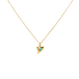 Collier doré dent de requin et pierre 42 cm