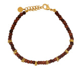 Bracelet doré perles en bois de santal avec disques dorés
