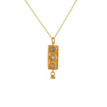 Collier doré et pendentif trilogie pierres - LABRADORITE -