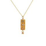 Collier doré et pendentif trilogie pierres - LABRADORITE -