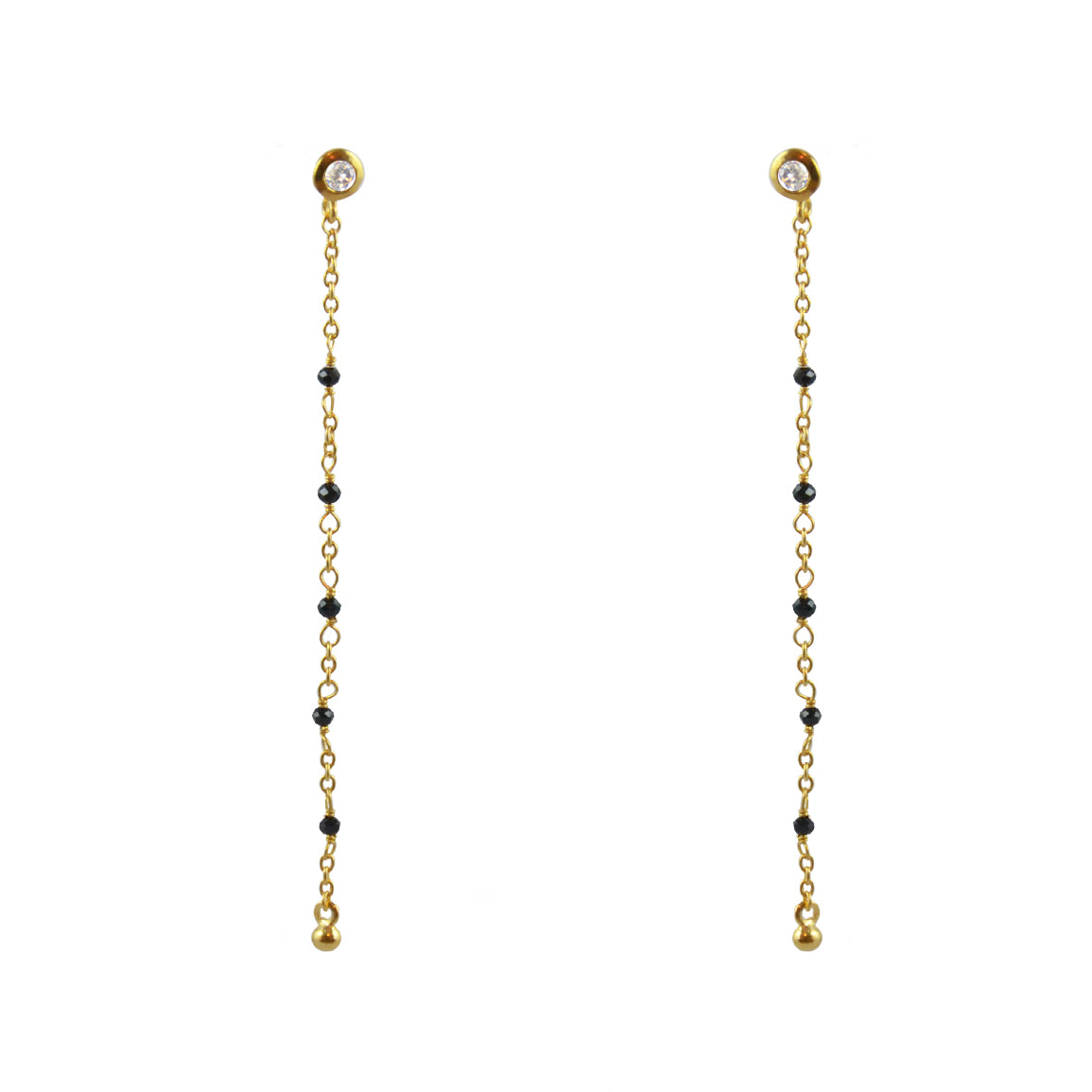 Boucles Santa Maria dorées longues - ONYX NOIRE