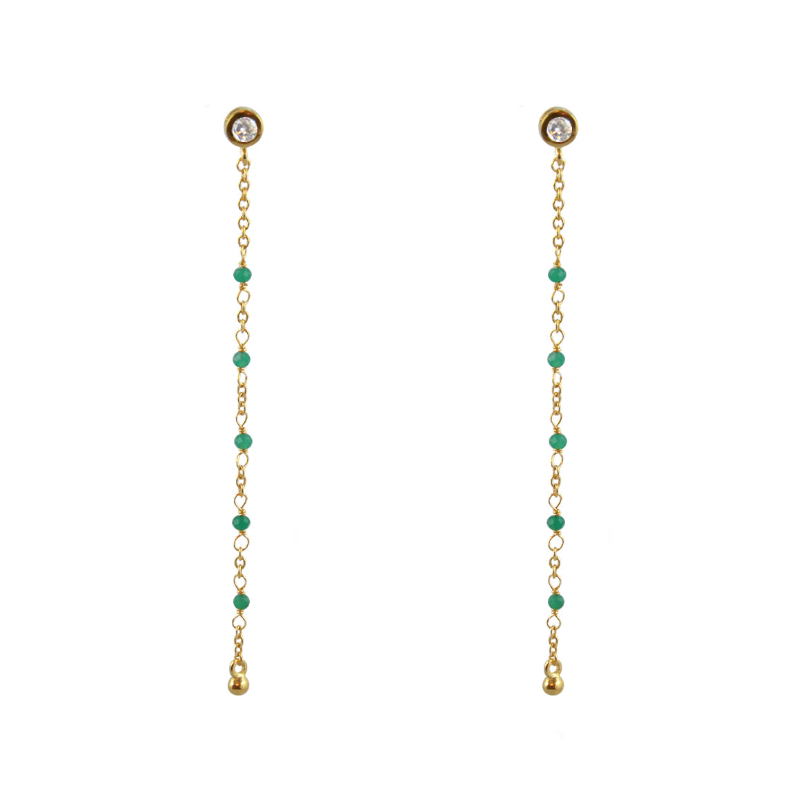 Boucles Santa Maria dorées longues - ONYX VERTE
