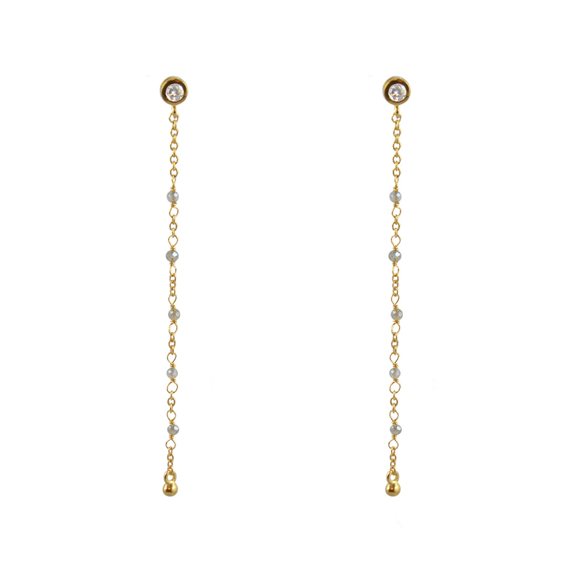 Boucles Santa Maria dorées longues - LABRADORITE