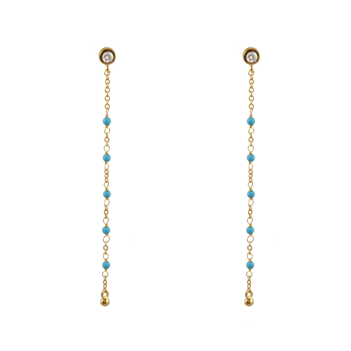 Boucles Santa Maria dorées longues - TURQUOISE