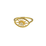 Bague dorée oeil ajouré et pierre - 50 / PIERRE DE LUNE