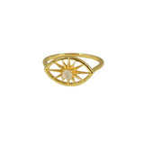 Bague dorée oeil ajouré et pierre - 50 / PIERRE DE LUNE