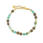 Bracelet pierres naturelles et disques dorés - MIX VERT &