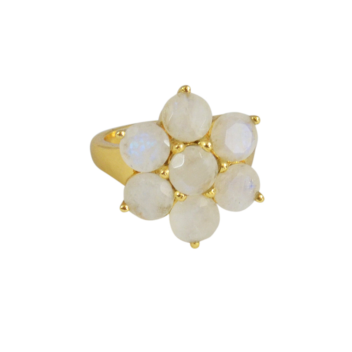 Bague dorée fleur en pierre - 50 / PIERRE DE LUNE