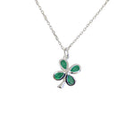 Collier trèfle argent 925 onyx verte et zircon