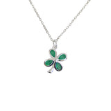 Collier trèfle argent 925 onyx verte et zircon
