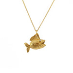 Collier poisson doré queue articulée zircons - ZIRCONS
