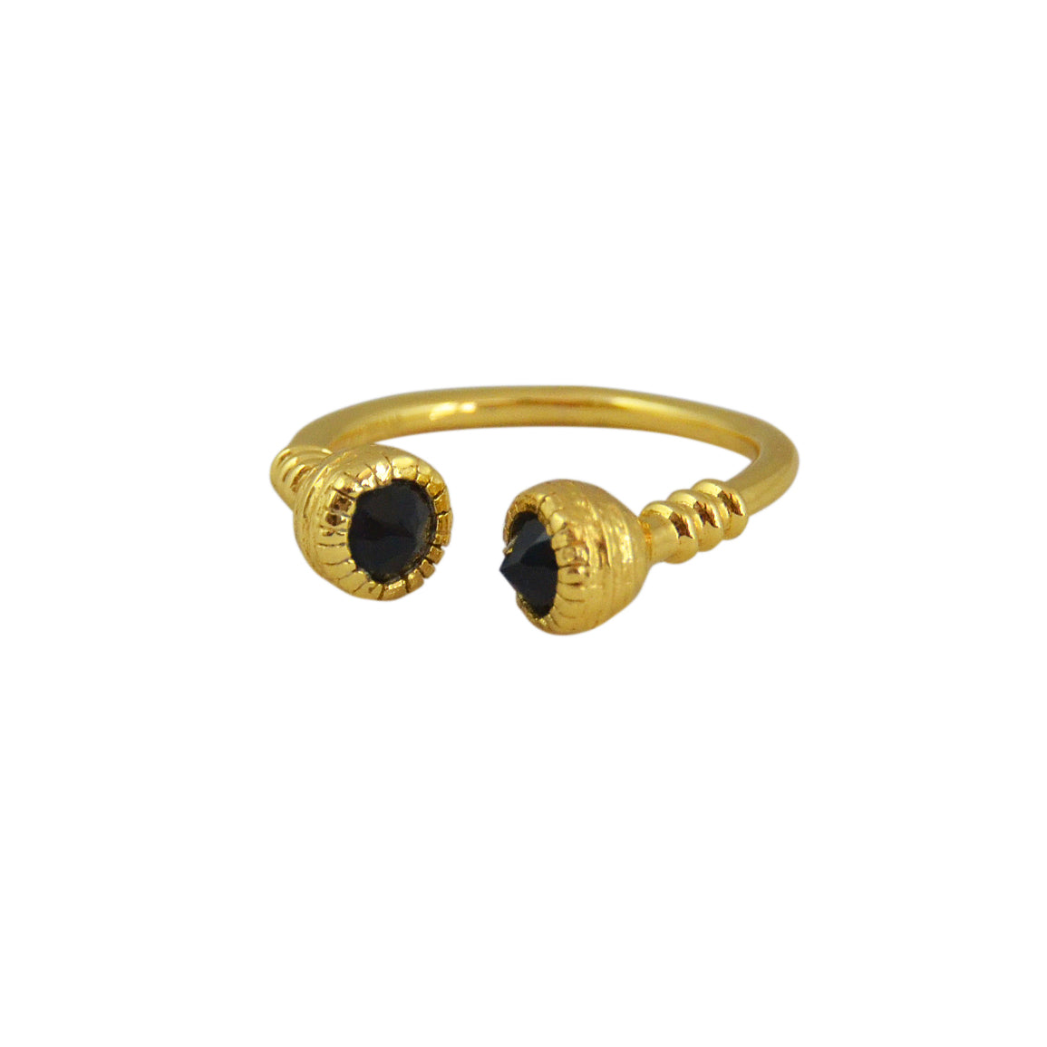 Bague ouverte dorée et pierres - 50 / ONYX NOIRE