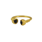 Bague ouverte dorée et pierres - 50 / ONYX NOIRE