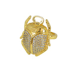 Bague dorée scarabée XXL et zircons - Bagues