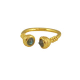 Bague ouverte dorée et pierres - 50 / LABRADORITE