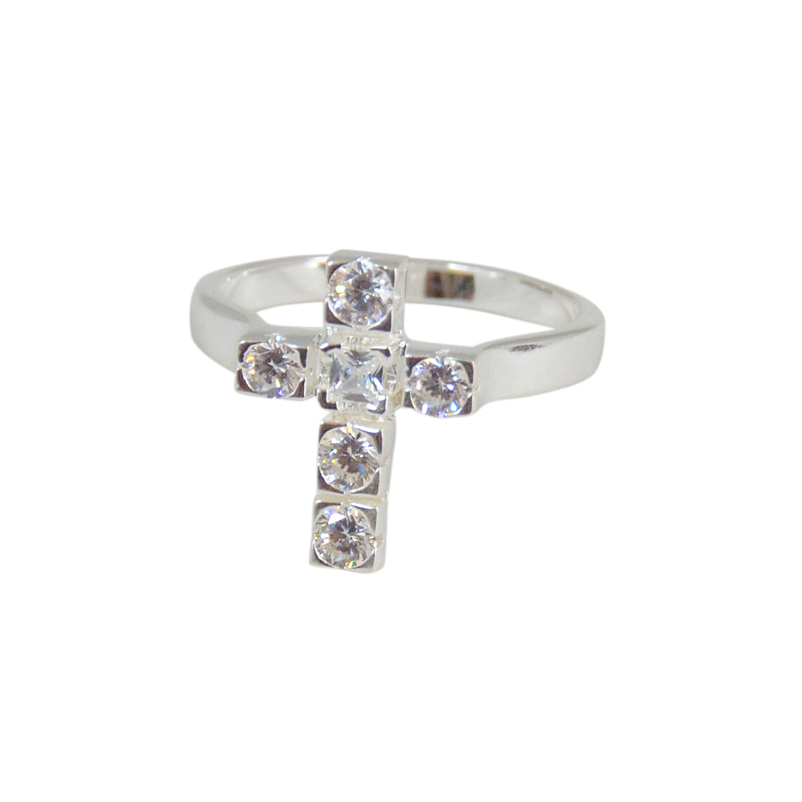 Bague croix en argent 925 et zircons - Bagues