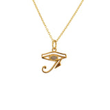 Golden necklace with the eye of Horus (S) and natural stone