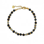 Bracelet pierres naturelles et disques dorés - MIX NOIR