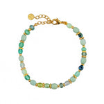 Bracelet pierres naturelles et disques dorés - MIX BOIS VERT