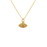 Collier doré médaille oeil martelé et pierre - PREHNITE