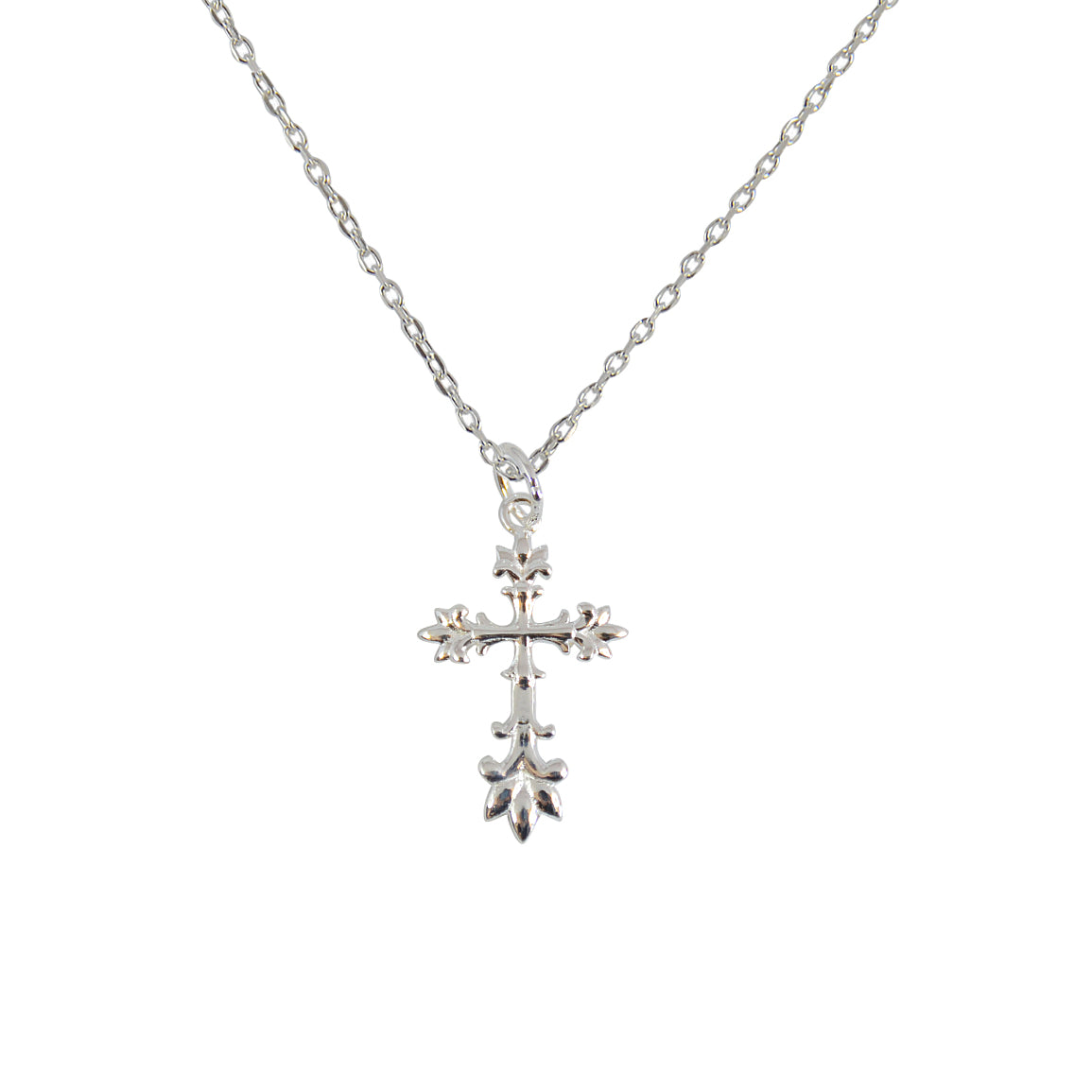 Collier argent 925 croix fleur de lys