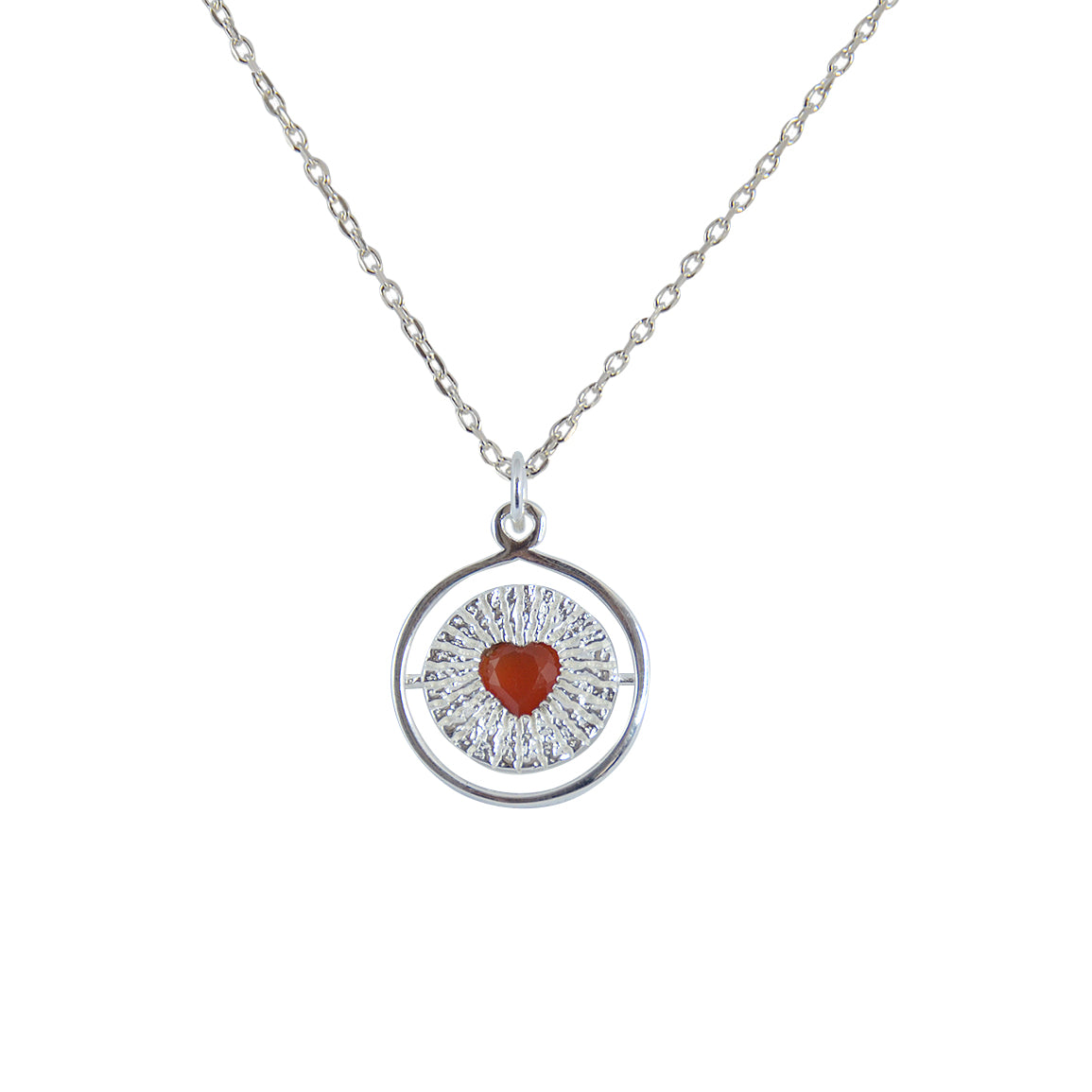 Collier médaille argent 925 coeur onyx rouge good karma