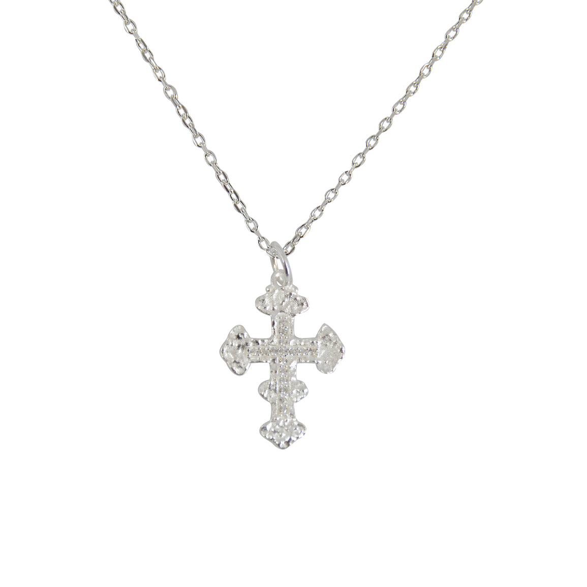 Collier argent 925 croix gothique et zircons