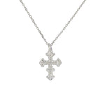 Collier argent 925 croix gothique et zircons