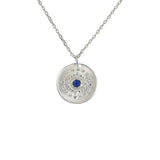 Collier argent 925 médaille oeil pierre et zircons - LAPIS