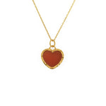 Collier doré coeur pierre contour martelé - ONYX ROUGE