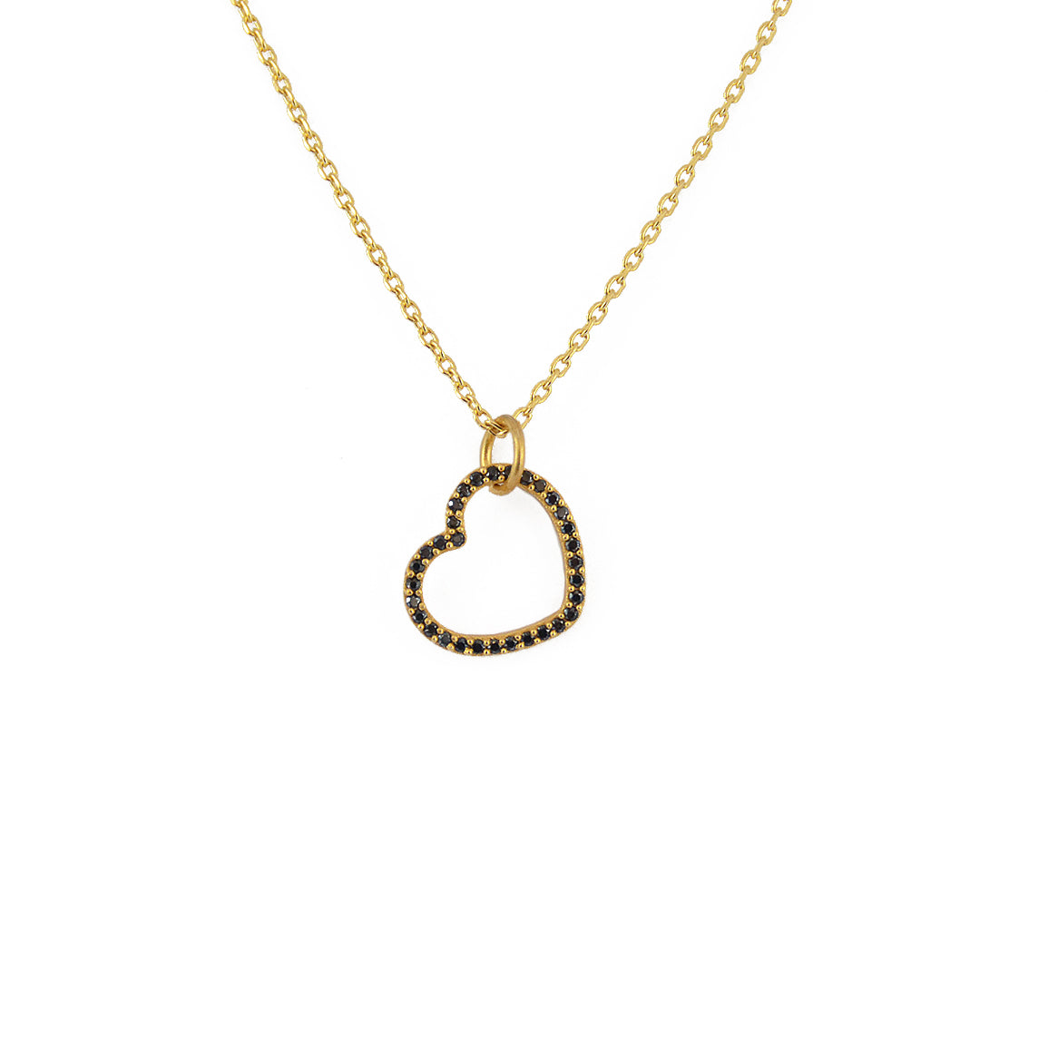 Collier coeur doré évidé et zircons - ZIRCONS NOIRS