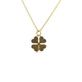Collier doré trèfle et zircons - ZIRCONS NOIRS
