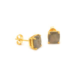 Boucles d’oreilles dorées et labradorite
