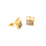 Boucles dorées labradorite et pierre de lune - Boucles