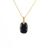 Collier doré grand pierre naturelle - ONYX NOIRE