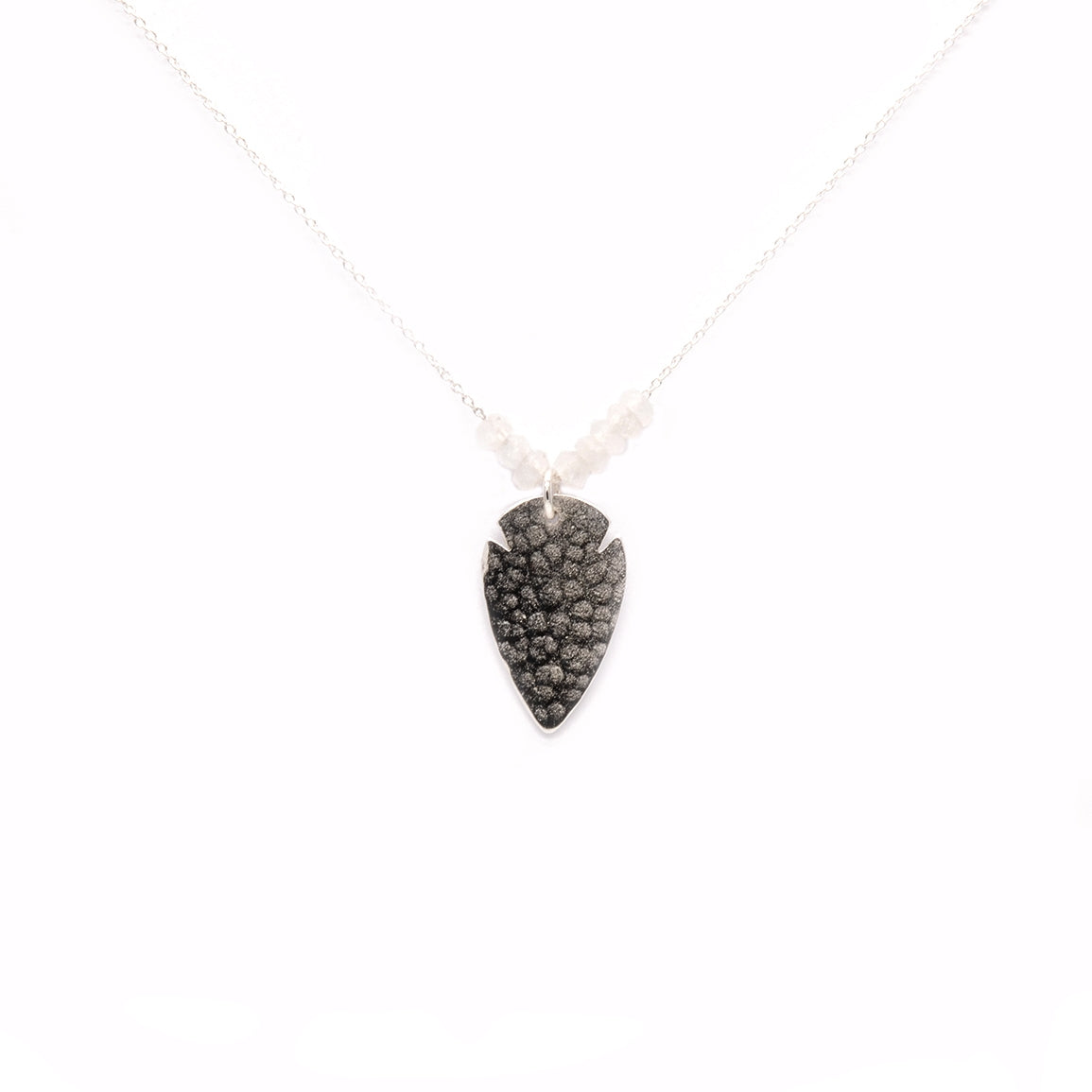 Collier argent 925 pendentif martelé et pierre de lune