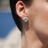 Boucles en argent 925 calcédoine et zircons